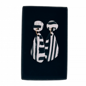 Boucles d'oreilles en porcelaine noire et blanche